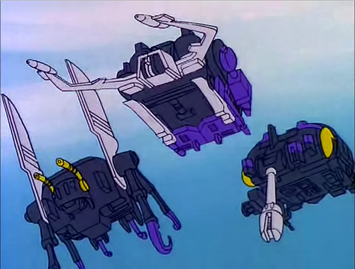 The insecticons Kickback, Shrapnel and Bombshell in their insect modes