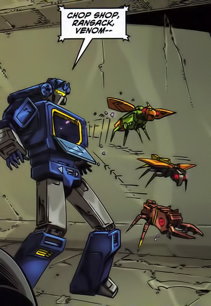 Soundwave releases tiny insecticons for a mission. Maybe there are still some little transformers out there?